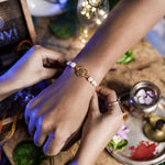 Load image into Gallery viewer, "Golden floral fusion" Silver Rakhi