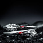 Load image into Gallery viewer, Sterling silver feather bangle