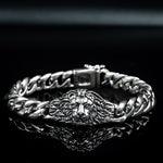 Load image into Gallery viewer, Lion face silver bracelet