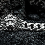 Load image into Gallery viewer, Lion face silver bracelet