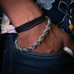 Load image into Gallery viewer, Byzantine link Silver Bracelet