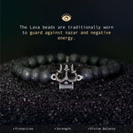 Load image into Gallery viewer, Trikon – Trishul Lava Bead Bracelet