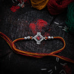 Load image into Gallery viewer, "FLORAL DIAMOND" Silver Rakhi