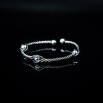 Load image into Gallery viewer, Silver twisted pearl rope bangle
