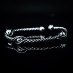 Load image into Gallery viewer, Silver twisted pearl rope bangle
