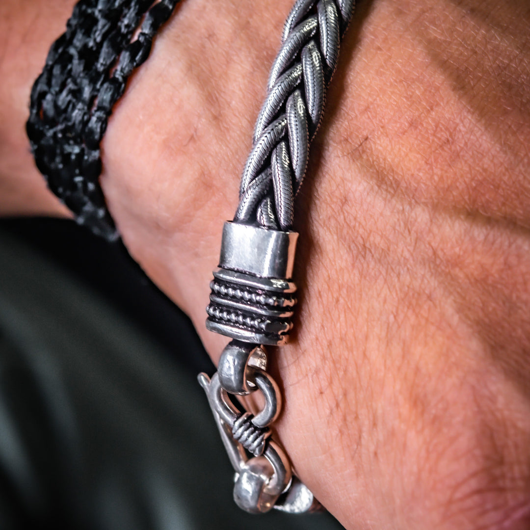 Dense rope silver chain bracelet