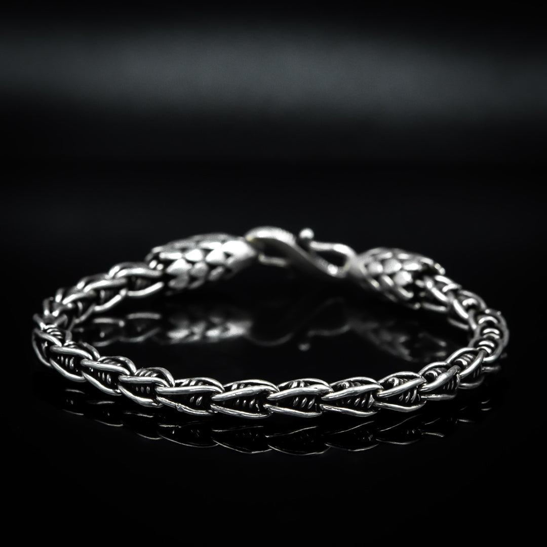 Bangle beaded silver bracelet