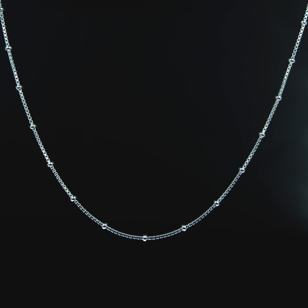Sterling Silver Box and Bead Chain