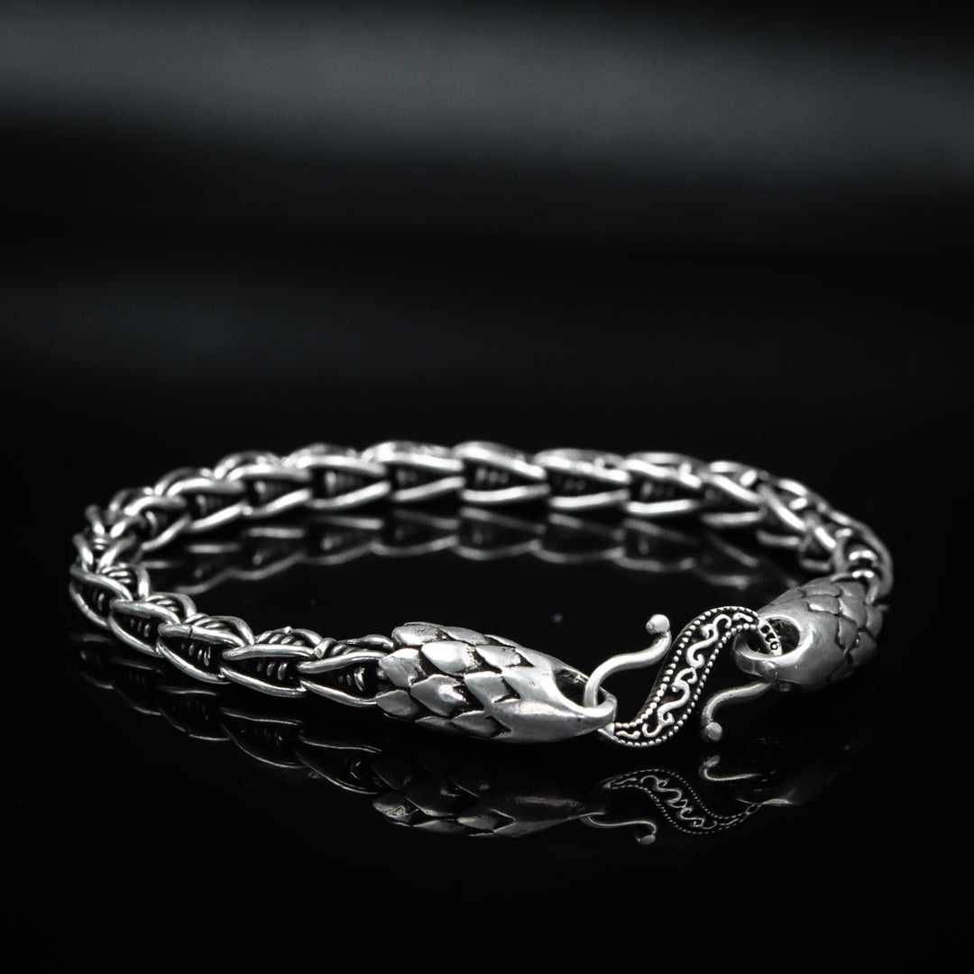 Bangle beaded silver bracelet