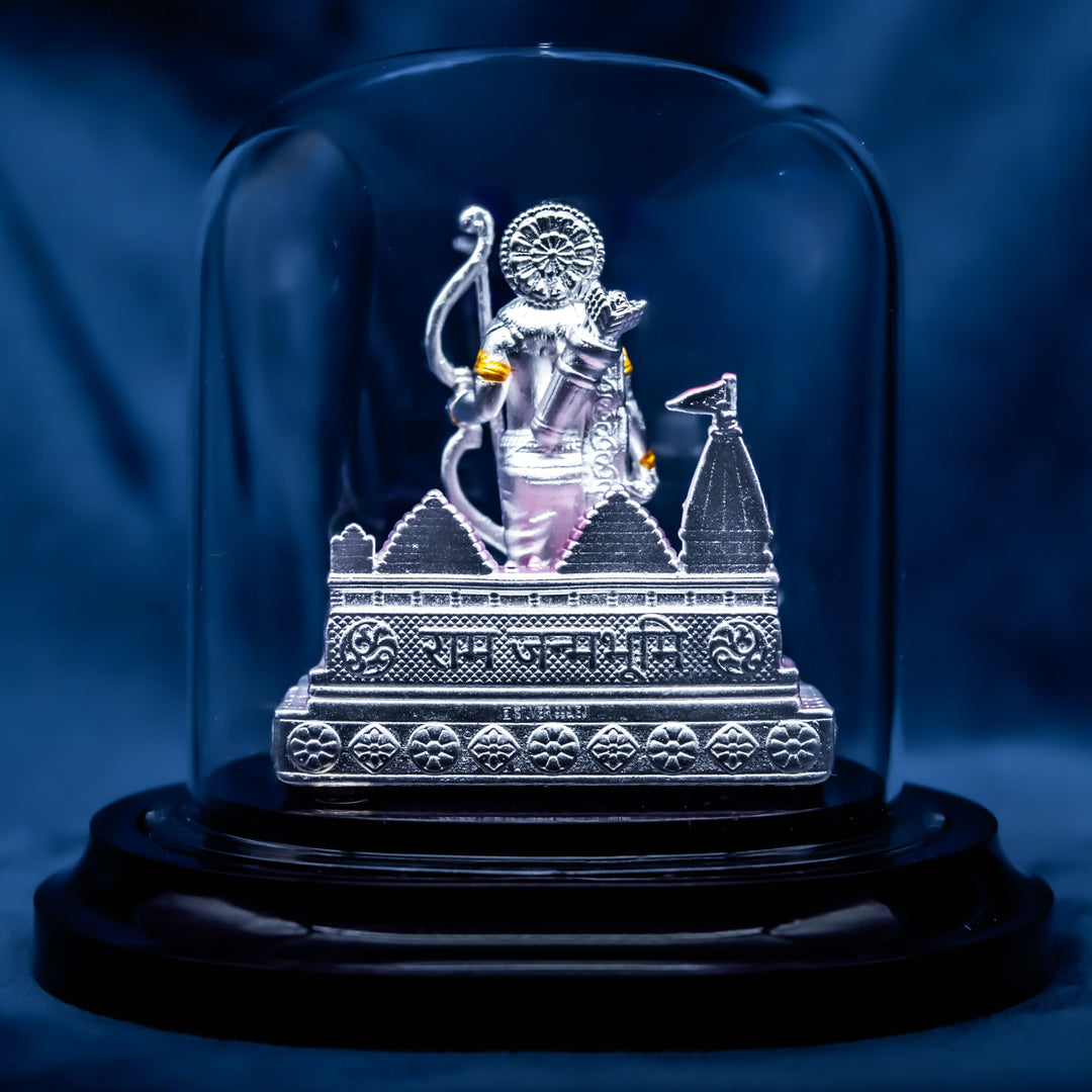 Ram Mandir with Shri Ram Murti in Pure 999 Silver