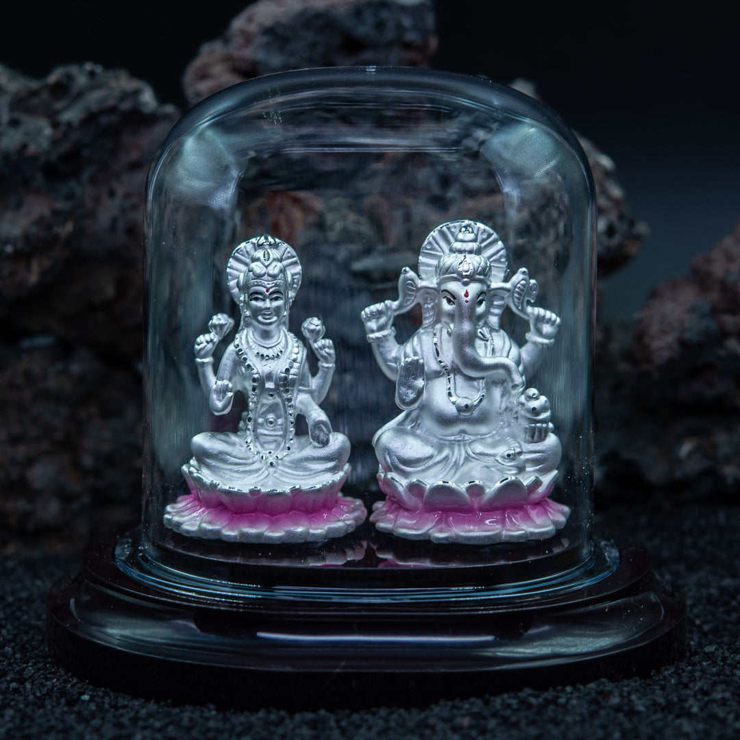 Lakshmi and Ganesh Ji Murti in Pure 999 Silver
