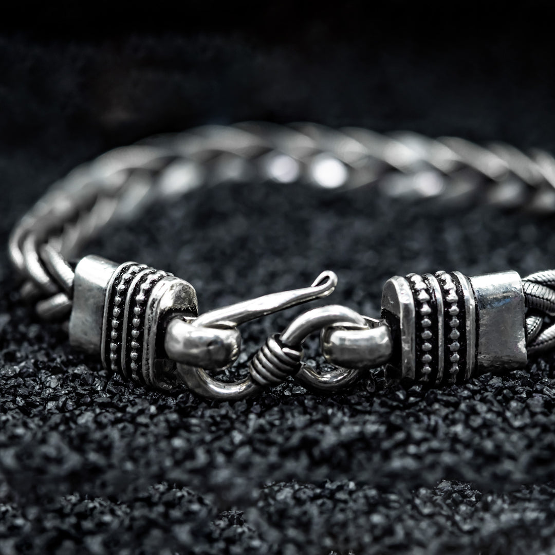 Dense rope silver chain bracelet