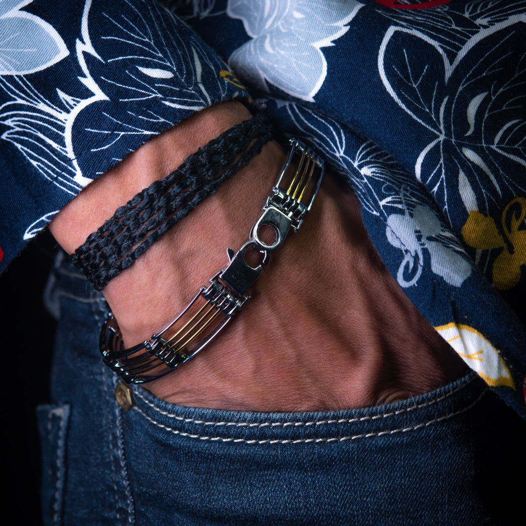 Classic hematite silver chain bracelet