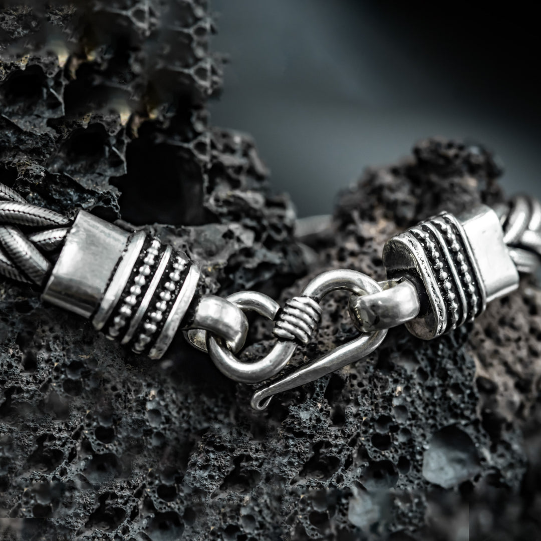 Dense rope silver chain bracelet