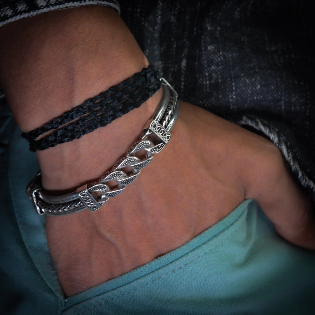 Lustrous Layers Silver Bracelet