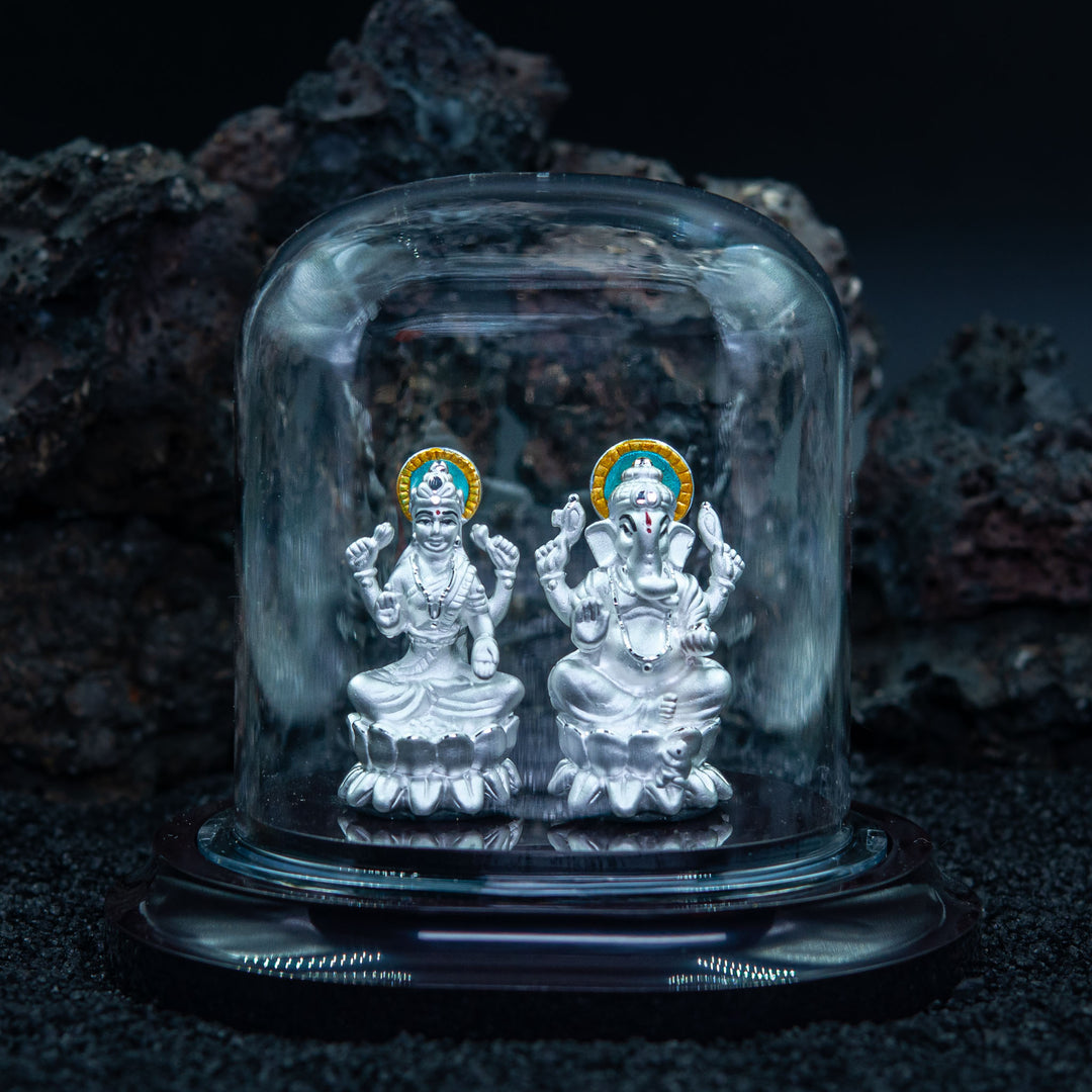 Lakshmi Ganesha Murti in Pure 999 Silver