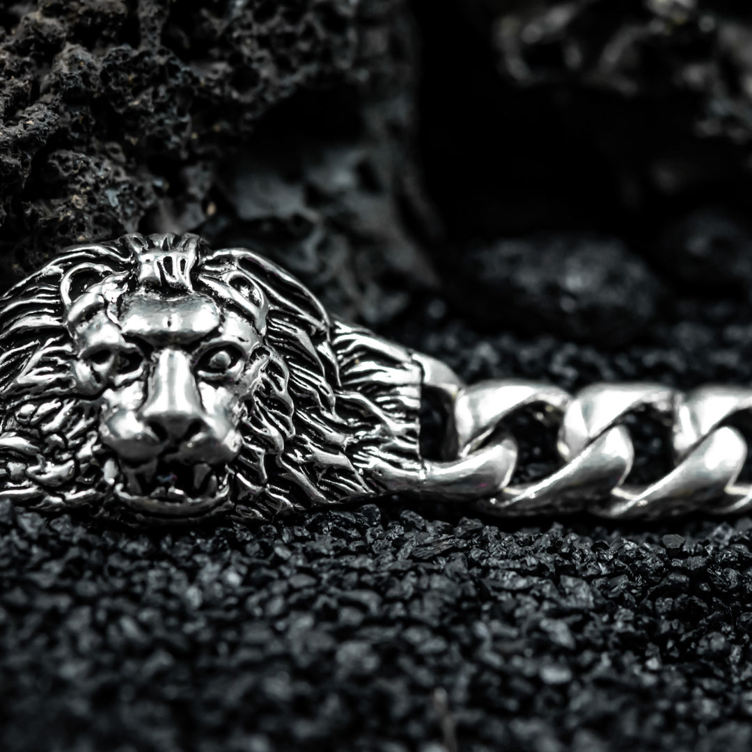 Lion face silver bracelet