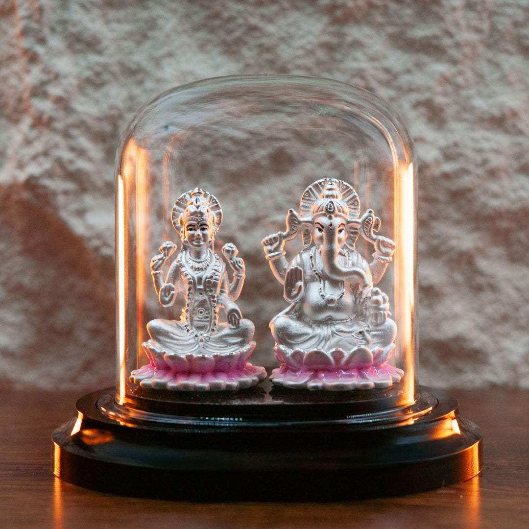 Lakshmi and Ganesh Ji Murti in Pure 999 Silver