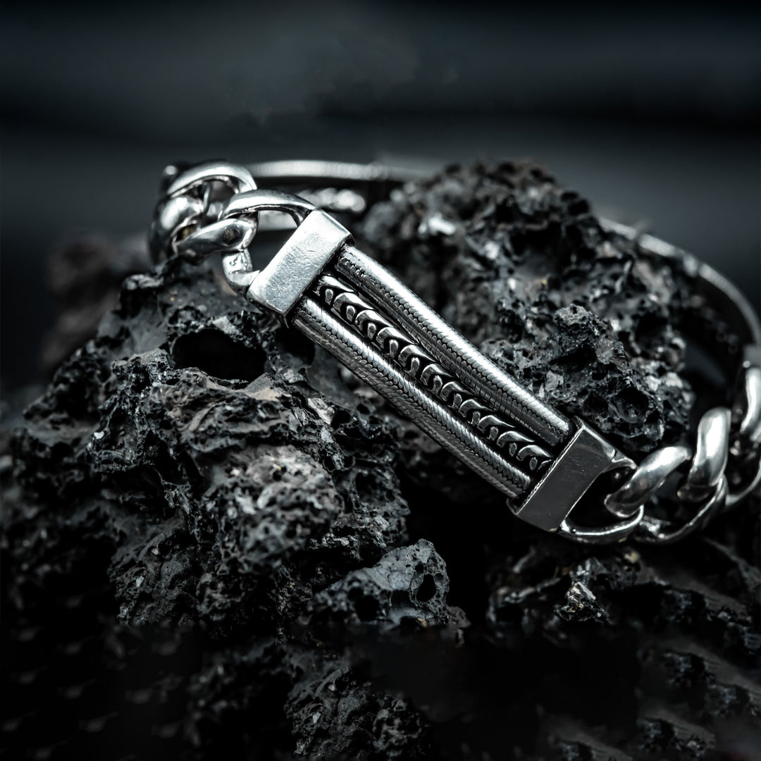 Multilayered Beaded silver bracelet