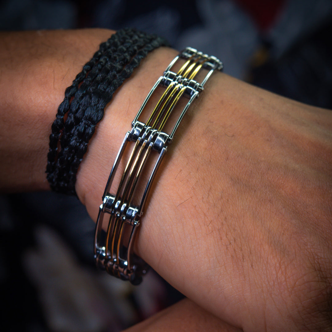Classic hematite silver chain bracelet