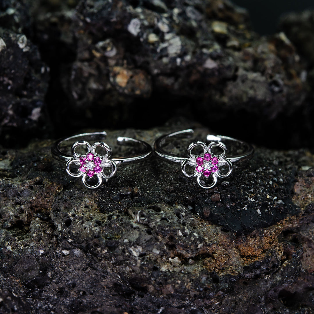 BlossomPink – 925 Silver Toe Ring
