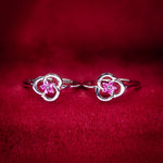 Load image into Gallery viewer, BloomCharm – Silver Toe Rings with Pink Stones
