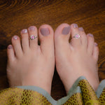 Load image into Gallery viewer, BloomCharm – Silver Toe Rings with Pink Stones
