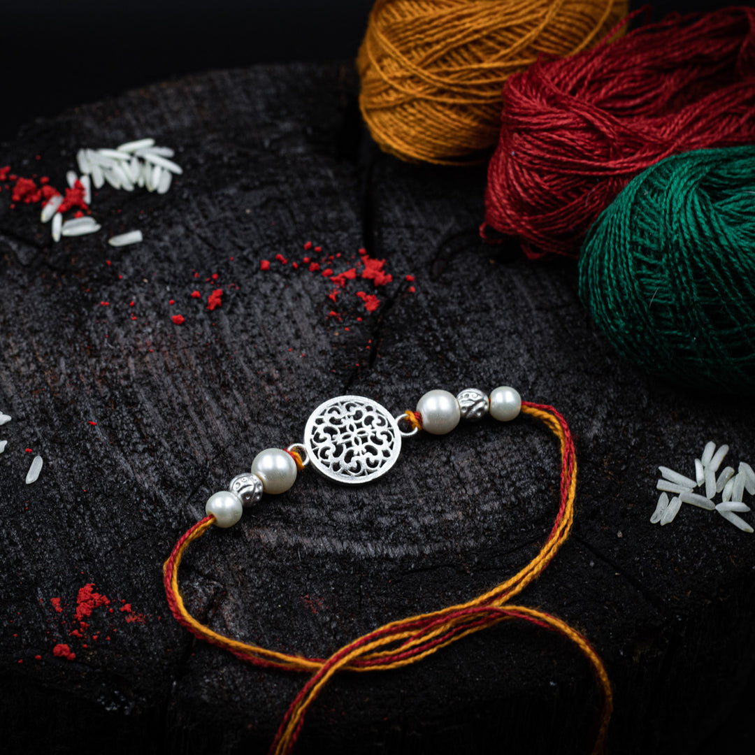 "Floral harmony" Silver Rakhi for Brothers