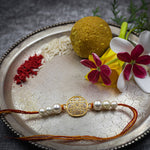 Load image into Gallery viewer, &quot;Golden floral fusion&quot; Silver Rakhi
