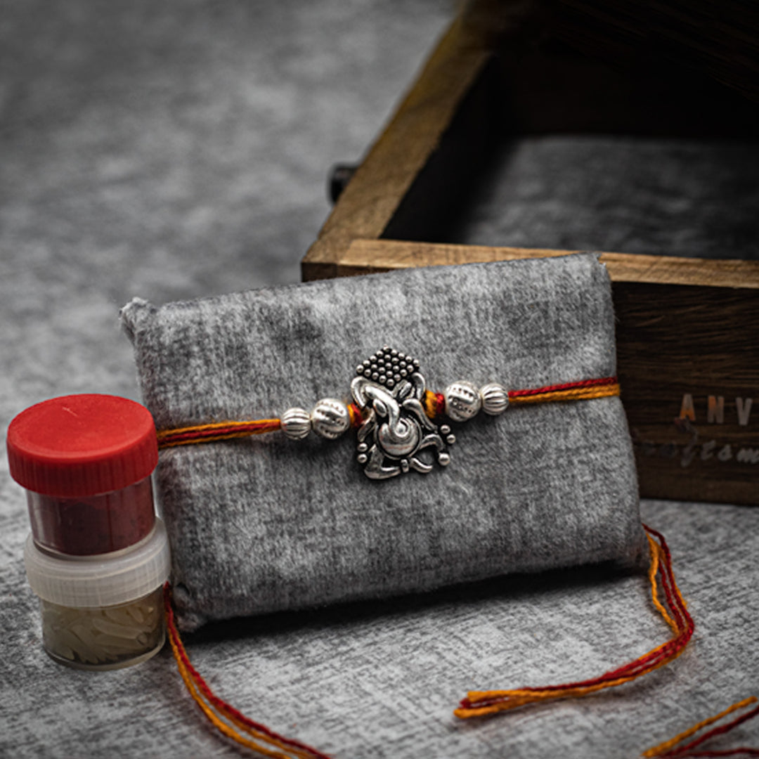 "Blessings of Ganesh" Silver Rakhi