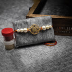 Load image into Gallery viewer, &quot;Golden floral fusion&quot; Silver Rakhi

