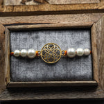 Load image into Gallery viewer, &quot;Golden floral fusion&quot; Silver Rakhi
