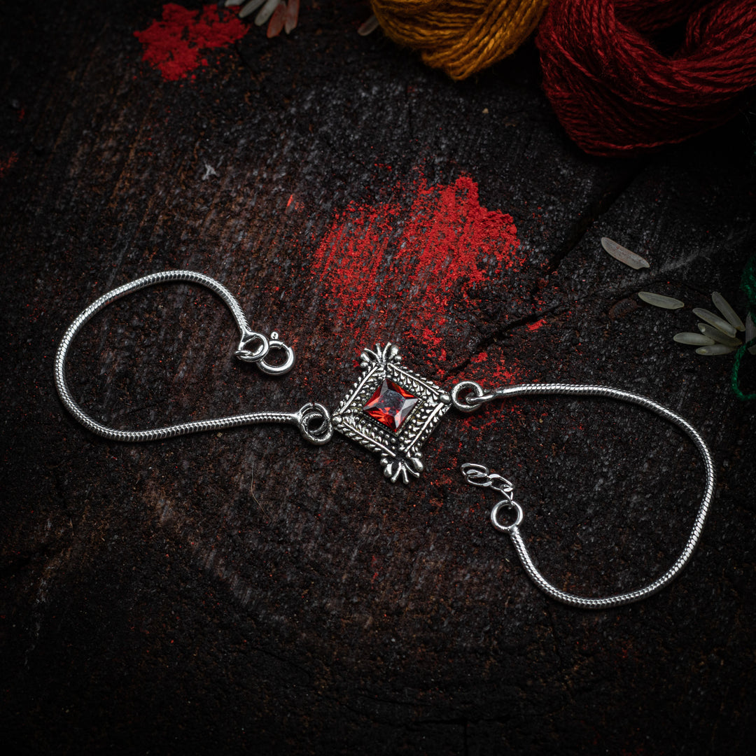 "FLORAL DIAMOND" Silver Rakhi