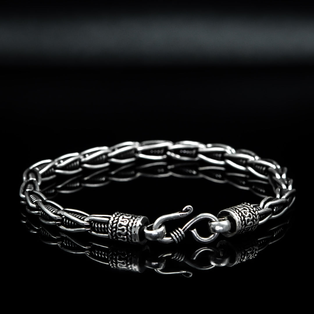 Bangle beaded silver bracelet