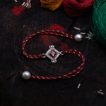 Load image into Gallery viewer, &quot;FLORAL DIAMOND&quot; Silver Rakhi
