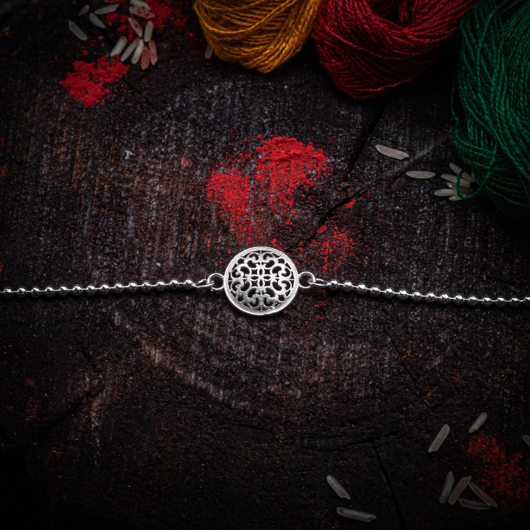 "Floral harmony" Silver Rakhi for Brothers