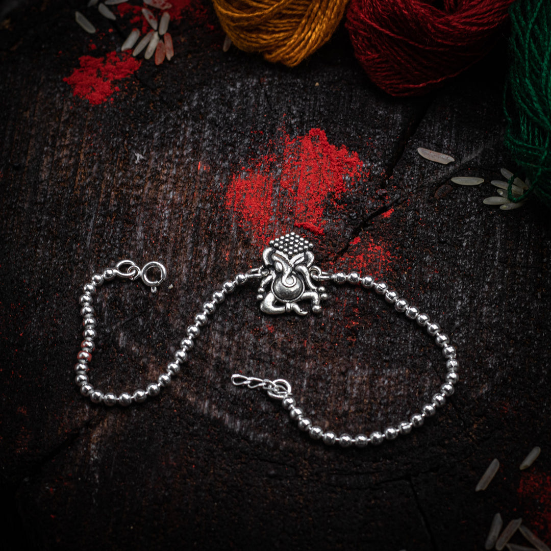 "Blessings of Ganesh" Silver Rakhi
