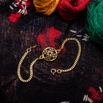 Load image into Gallery viewer, &quot;Golden floral fusion&quot; Silver Rakhi
