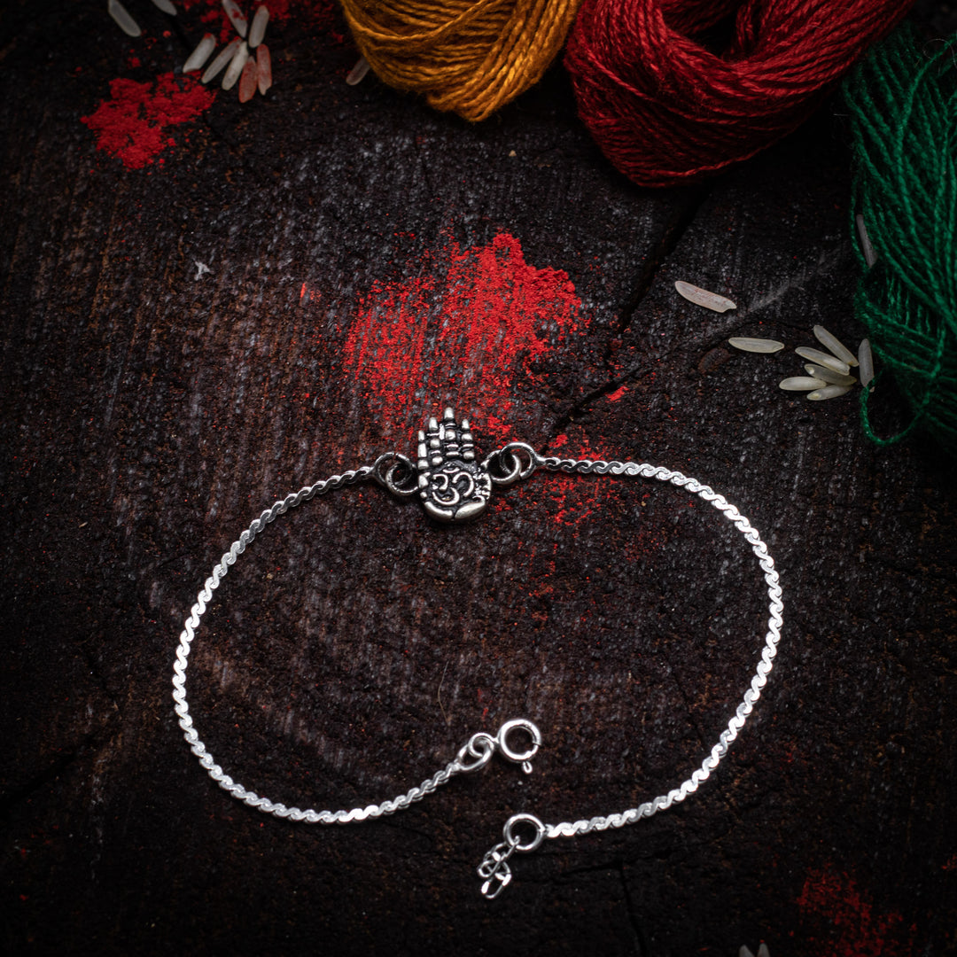 "Sacred Hand" Silver Rakhi for Brother